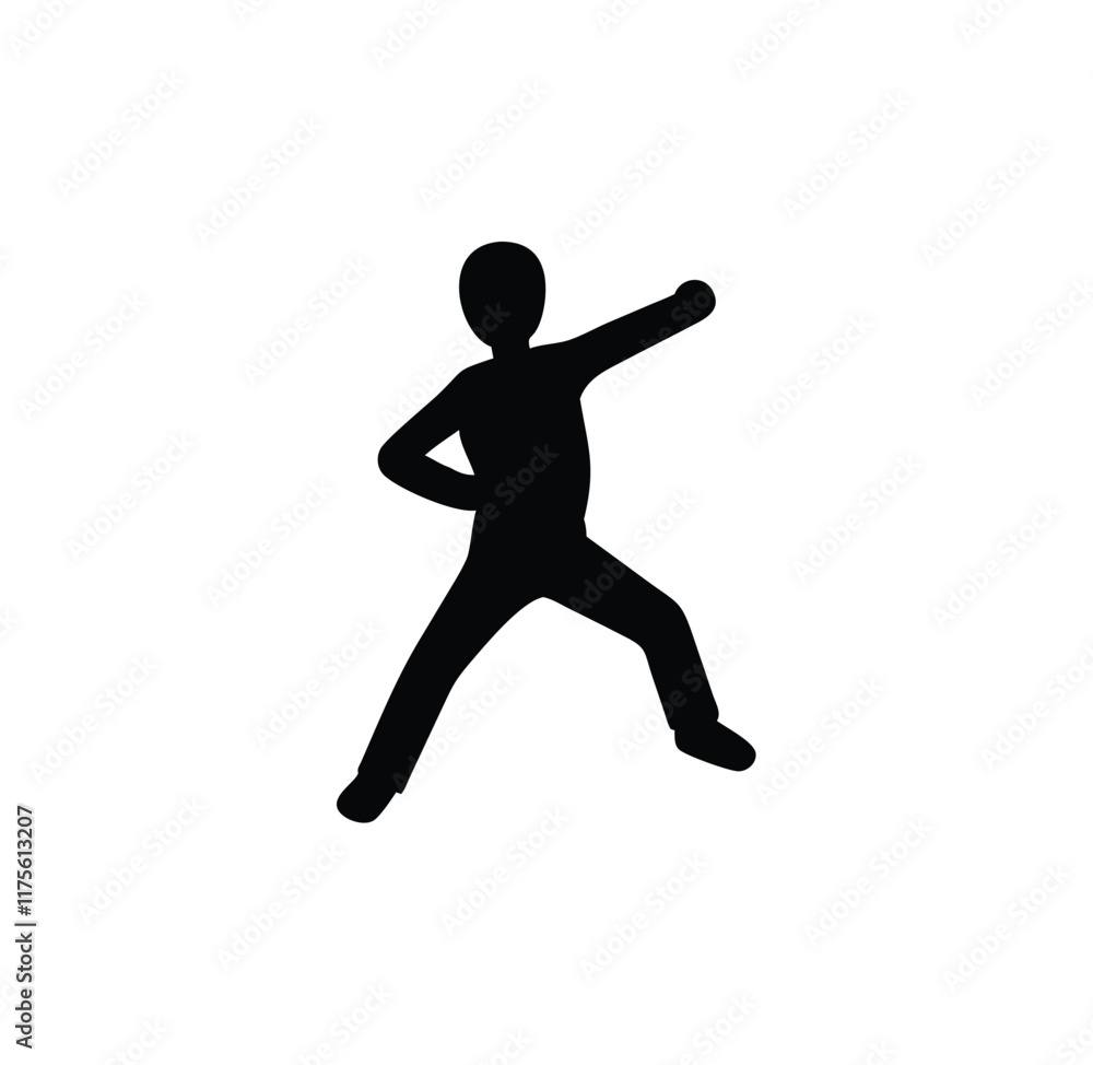 A man-martial arts taekwondo vector silhouettes A man-martial arts taekwondo vector silhouettes