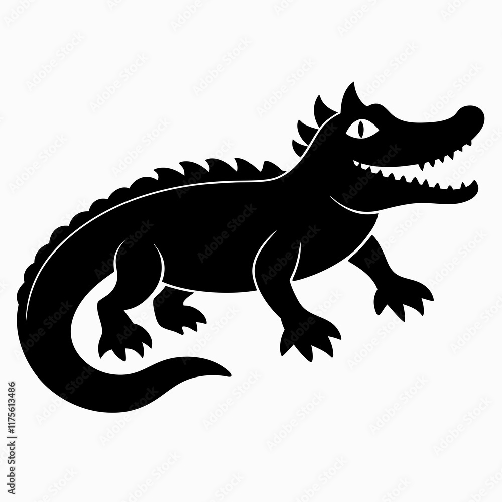 Fototapeta premium Alligator vector silhouette black design white background