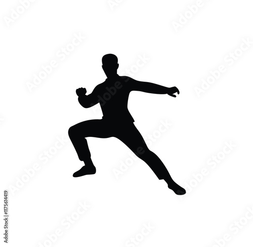A man-martial arts taekwondo vector silhouettes