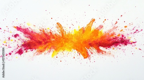 Abstract colorful paint splash explosion on white background. photo