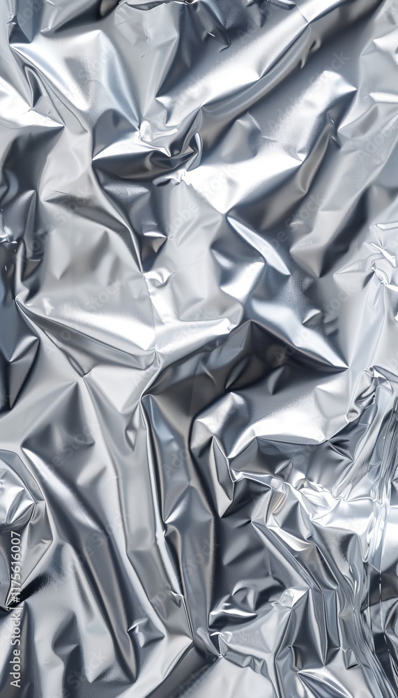 Realistic image of a rectangular aluminum foil layout with smooth metallic surface highlights Realistic image of a rectangular aluminum foil layout with smooth metallic surface highlights