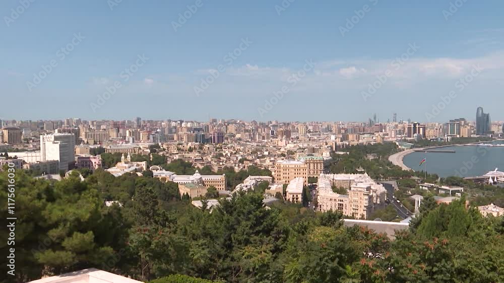 View of the embankment of Baku Boulevard. View of the embankment of Baku Boulevard.
