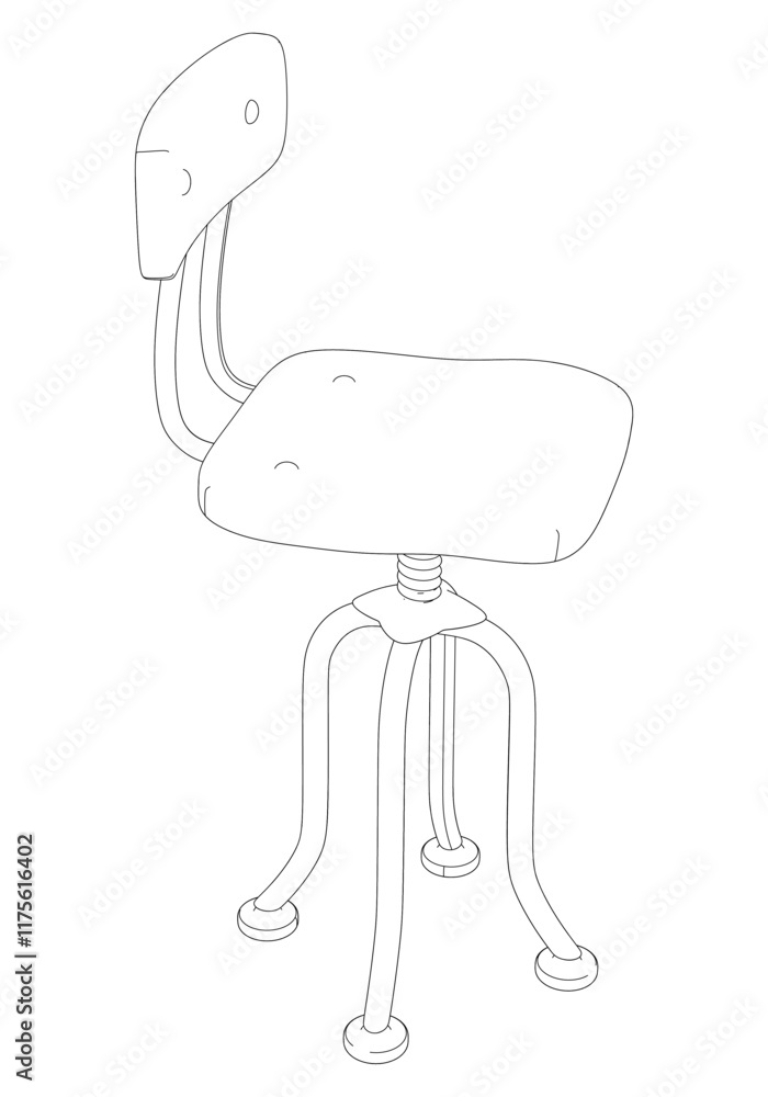 Shop Chair Line Art Vector Illustration on White Background. Simple and Functional Design for Workshops, Studios, and Workspaces
