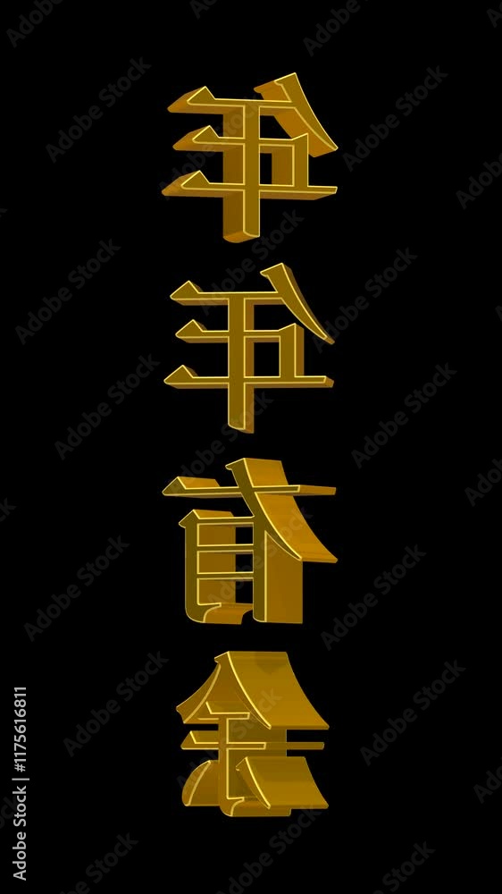 Chinese New Year Greetings Wealth Every Year Vertical Title On Alpha Loop