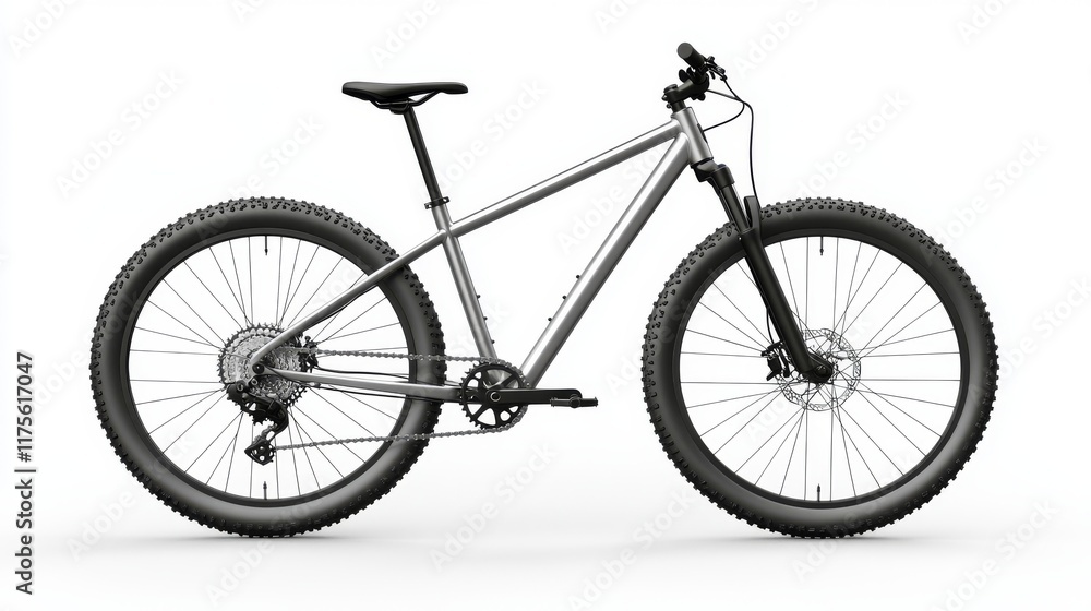 Fototapeta premium Silver Mountain Bike Displayed on White Background