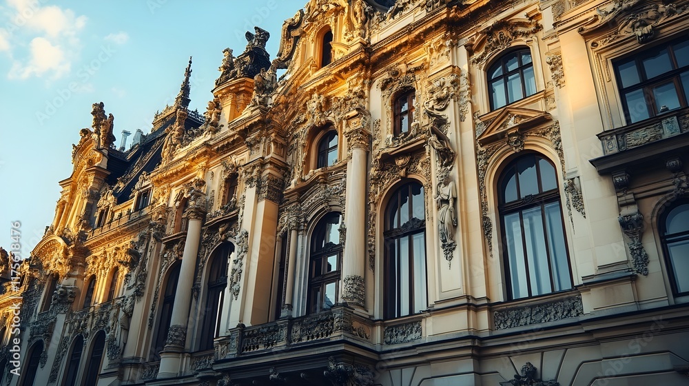Ornate Palace Facade, Detailed Stone Architecture Ornate Palace Facade, Detailed Stone Architecture