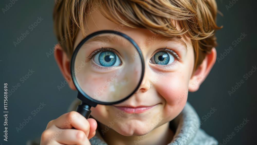 child looking through a magnifying glass, exploring the world, science, education, biology, curiosity, childhood child looking through a magnifying glass, exploring the world, science, education, biology, curiosity, childhood