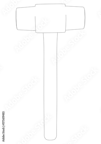 Sledge Hammer Line Art Vector Illustration on White Background. High-Impact Design for Demolition, Construction, and Industrial Use