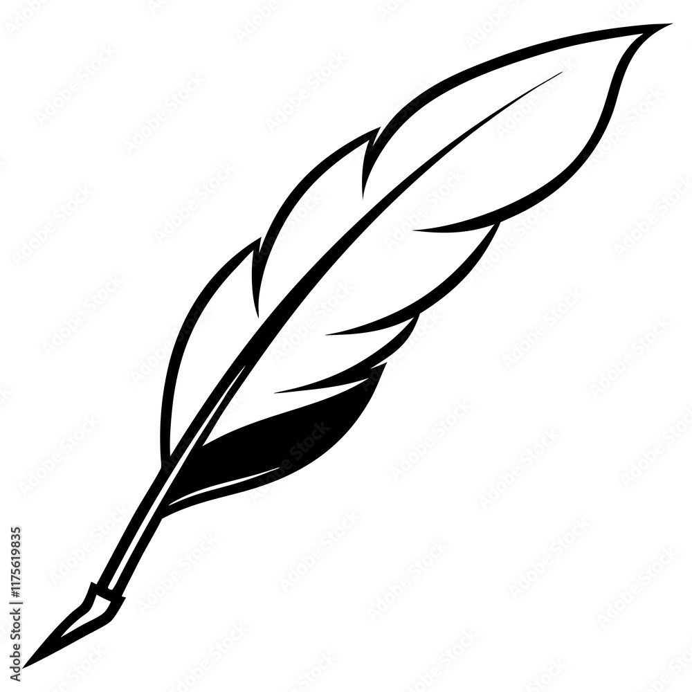 Simple Line Art Quill Pen for Elegant Designs Simple Line Art Quill Pen for Elegant Designs
