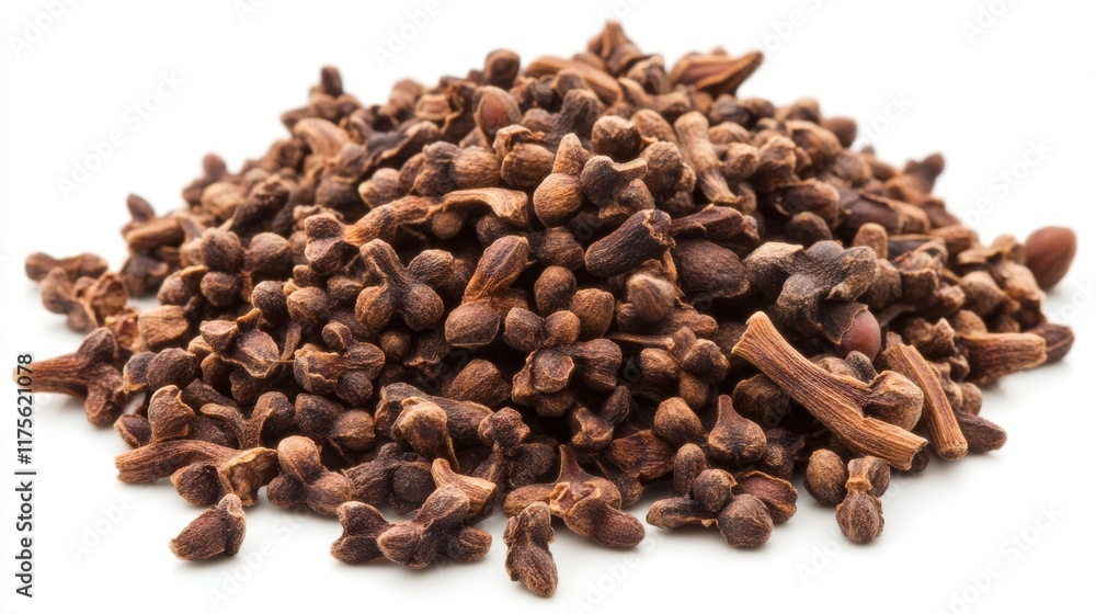 Dry cloves isolated on a white background, perfect for culinary and spices-themed digital projects, cooking illustrations, and aromatic spice visuals Dry cloves isolated on a white background, perfect for culinary and spices-themed digital projects, cooking illustrations, and aromatic spice visuals
