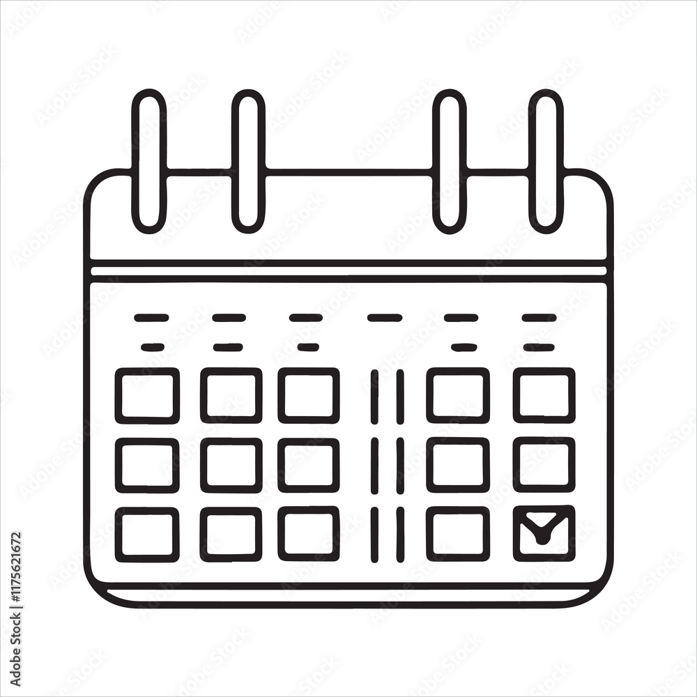Continuous single line drawing calendar icon planning and scheduling silhouette on white background
Continuous single line drawing calendar icon planning and scheduling silhouette on white background