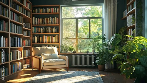 Wallpaper Mural Air conditioner, bookshelves, and an armchair in a bright room. Torontodigital.ca