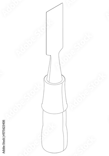 Wood Chisel Line Art Vector Illustration on White Background. High-Detail Design for Carpentry, Woodworking, and DIY Projects