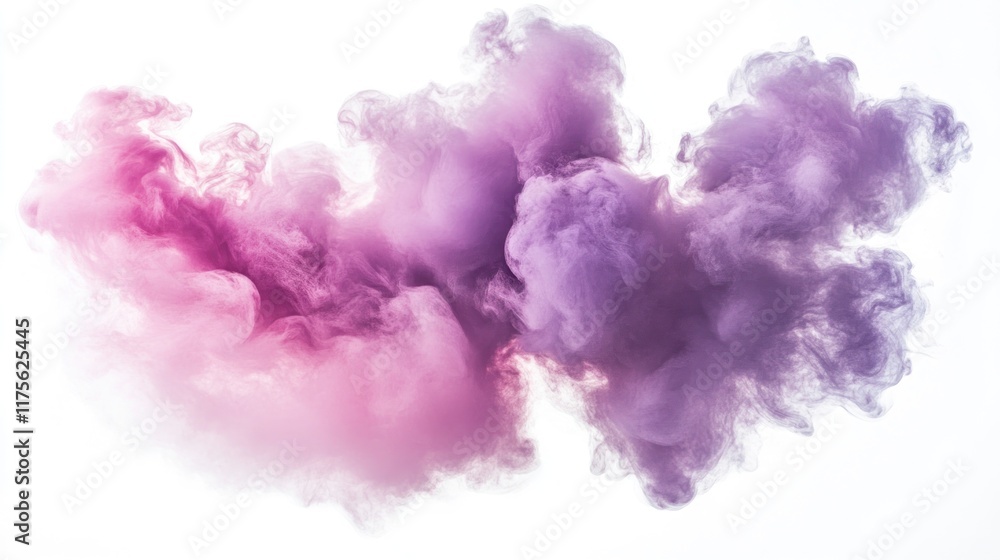 Fototapeta premium Abstract pink and purple smoke cloud isolated on white background.