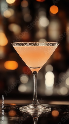 Wallpaper Mural Elegant pink cocktail in martini glass with soft bokeh bar background Torontodigital.ca