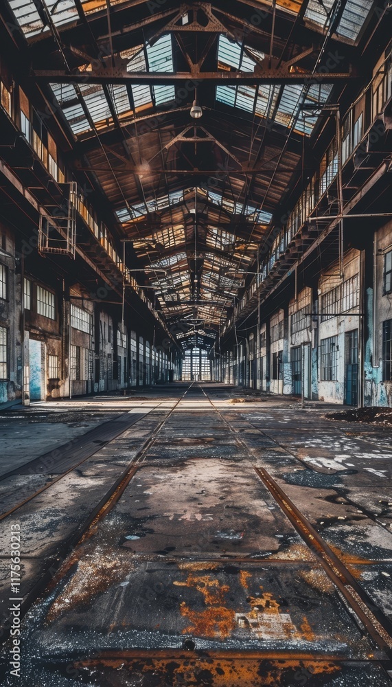 Realistic photo of gritty industrial decay with rusty metal and peeling paint in urban setting Realistic photo of gritty industrial decay with rusty metal and peeling paint in urban setting