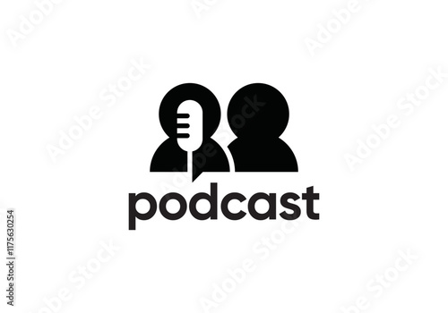 people with podcast logo. chat talk studio icon design concept