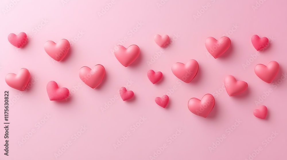 Valentine's Day banner with hearts in various sizes arranged symmetrically on a pastel background Valentine's Day banner with hearts in various sizes arranged symmetrically on a pastel background
