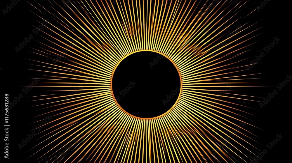 Golden Rays Encircling a Dark Oval Shape Golden Rays Encircling a Dark Oval Shape
