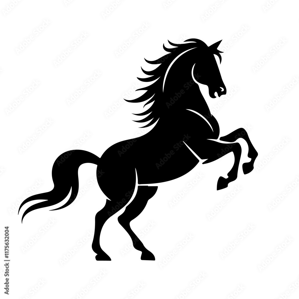 Elegant Black Horse Silhouette – Rearing Pose Vector Illustration Elegant Black Horse Silhouette – Rearing Pose Vector Illustration