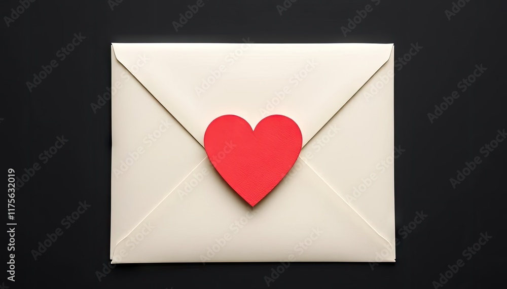 Heart-shaped sticker on a blank white envelope Heart-shaped sticker on a blank white envelope