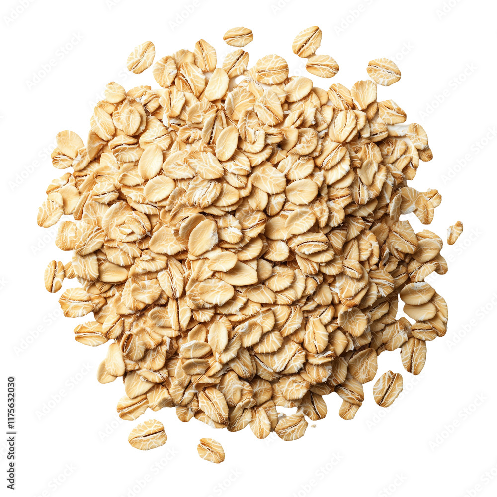 Rolled Oats Isolated on White and Transparent Background, Top View Rolled Oats Isolated on White and Transparent Background, Top View