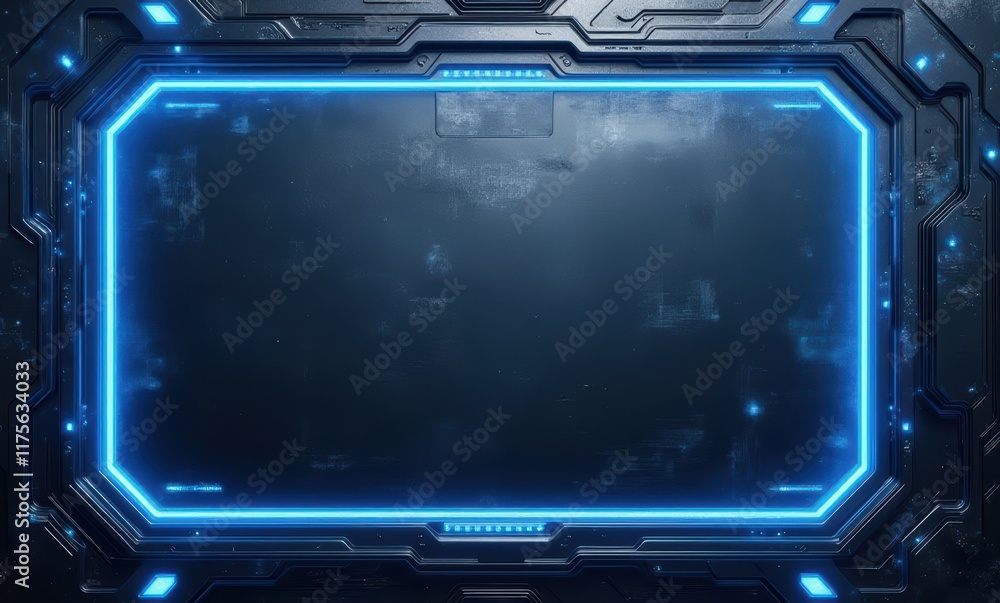 Futuristic blue illuminated digital frame Futuristic blue illuminated digital frame