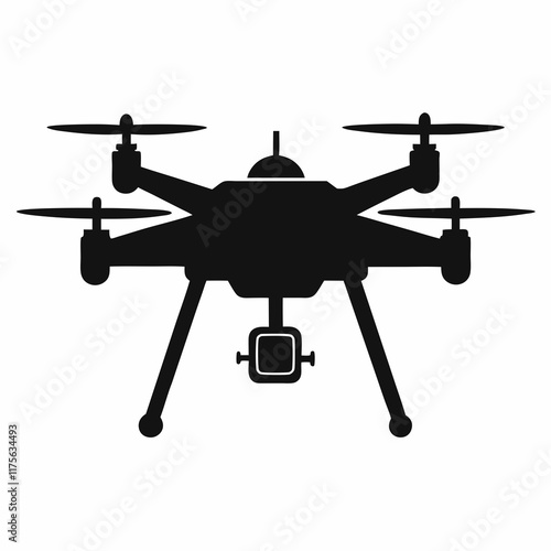 Smart Agriculture Drone Silhouette Vector