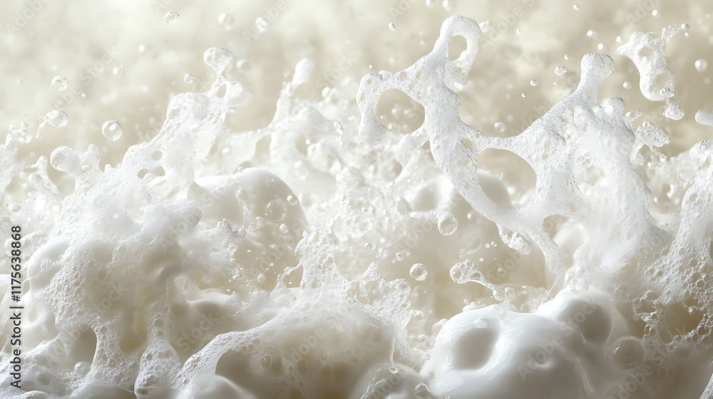 Abstract scene featuring white foam particles floating gracefully in a serene atmosphere Abstract scene featuring white foam particles floating gracefully in a serene atmosphere