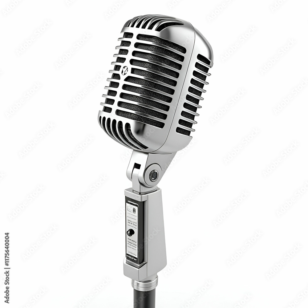Fototapeta premium Classic Retro Microphone Against a White Background