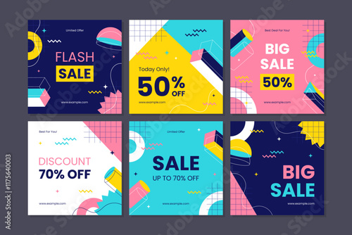 Sale square banner template for social media post, feed, banners design, web or internet advertisment. Trendy abstract square template with colorful concept.