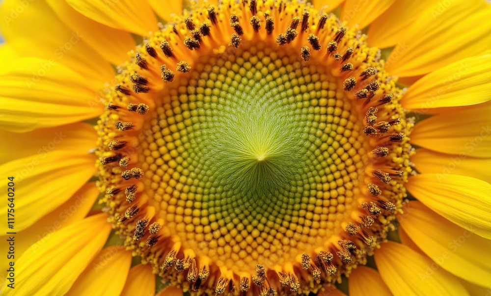 Vibrant sunflower close-up with spiral pattern Vibrant sunflower close-up with spiral pattern