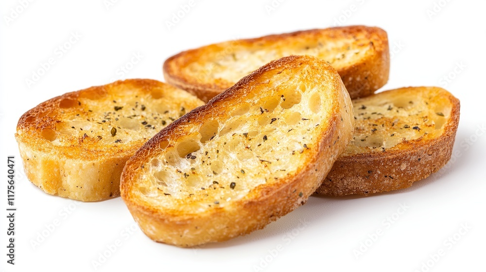 Toasty slices of bread, freshly toasted, with a golden-brown exterior, isolated against a pristine white backdrop. Toasty slices of bread, freshly toasted, with a golden-brown exterior, isolated against a pristine white backdrop.