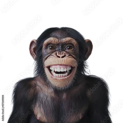 Obraz a portrait of a monkey smiling and showing his teeth PNG image, PNG file, Generative art.