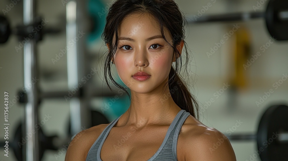 Obraz premium Strong Woman: A Portrait of Fitness and Determination