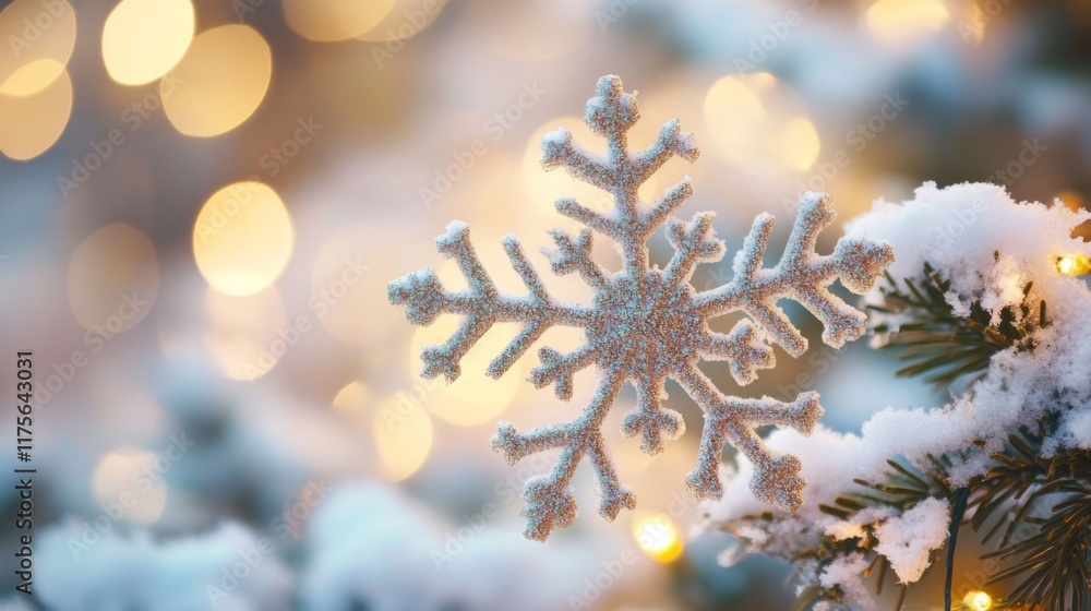 Winter Snowflake Ornament with Bokeh Lights Winter Snowflake Ornament with Bokeh Lights