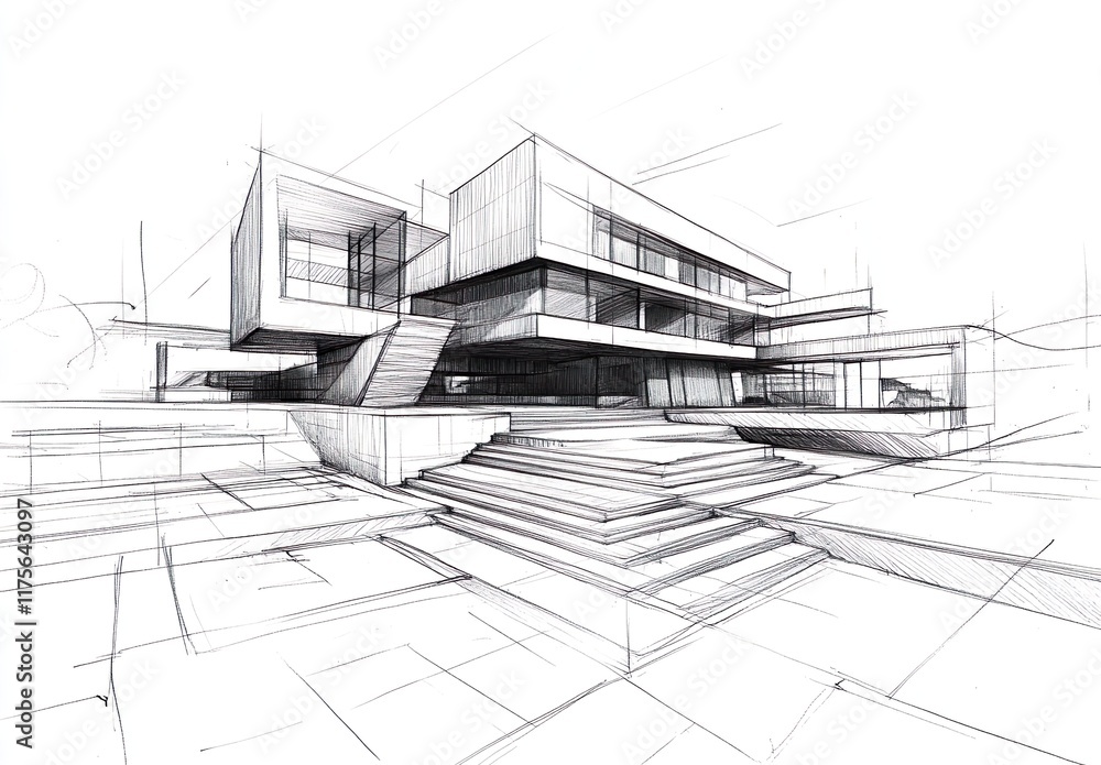 house building sketch architecture 3d illustration house building sketch architecture 3d illustration