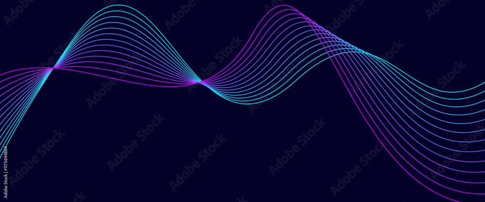 Abstract glowing wave lines on dark blue background. Dynamic wave Modern flowing blue and pink wavy lines. Futuristic technology concept Abstract glowing wave lines on dark blue background. Dynamic wave Modern flowing blue and pink wavy lines. Futuristic technology concept