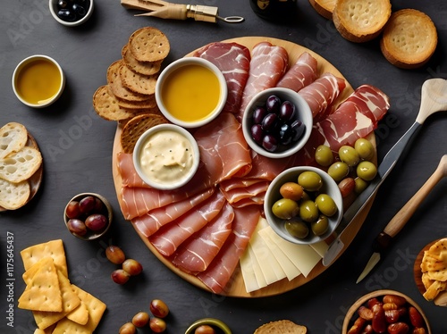 Wallpaper Mural Delicious Antipasto Platter  Gourmet Cheese  Ham  Olives   Bread Torontodigital.ca