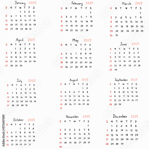 calendar planner 2025 organizer handwriting
