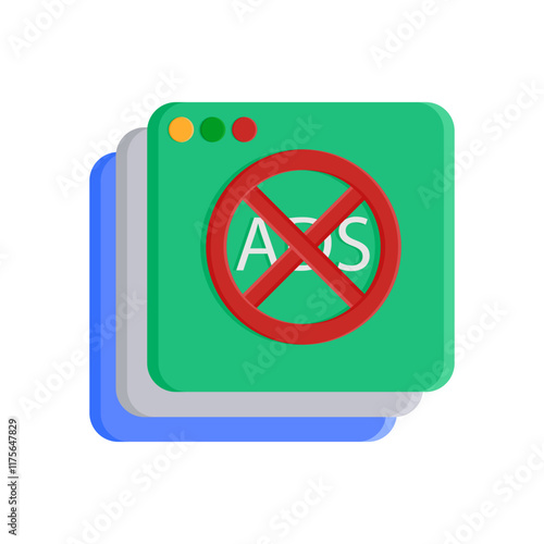 Ads Blocker Flat Icon, Vector illustration