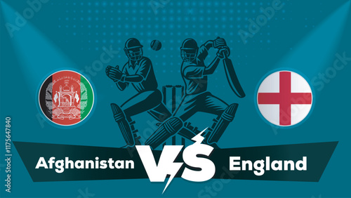 Afghanistan VS England Match , England Vs Afghanistan cricket match , Cricket match concept with creative illustration.eps