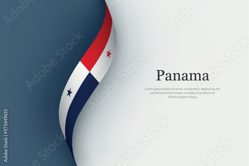 Panama flag on Waving ribbon
