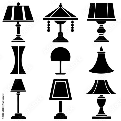 Collection of Various Table and Floor Lamps Silhouettes