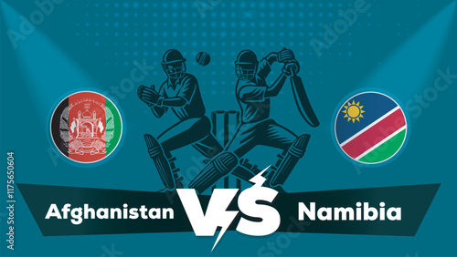 Afghanistan VS Namibia Match , Namibia Vs Afghanistan cricket match , Cricket match concept with creative illustration.eps