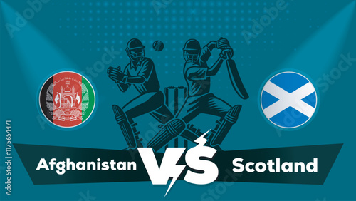 Afghanistan VS Scotland , Scotland Vs Afghanistan  cricket match , Cricket match concept with creative illustration.eps