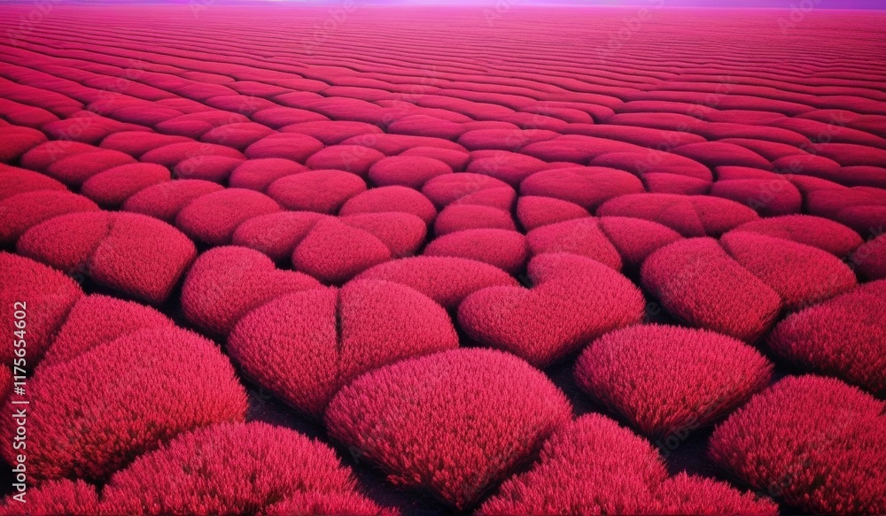 Obraz premium A surreal landscape of endless hearts stretching