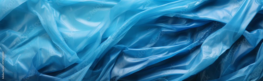 Fototapeta premium Blue plastic wrinkled surface.