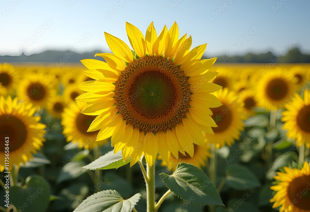 Fototapeta premium A sunflower face towards sun.