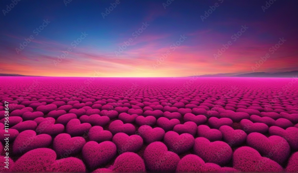 Obraz premium A surreal landscape of endless hearts stretching